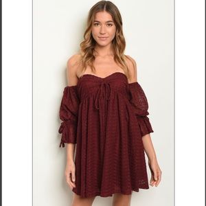 Off The Shoulder Burgundy Summer/Spring Dress